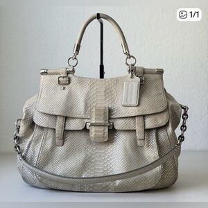 Coach Madison Metallic Snake Print Satchel